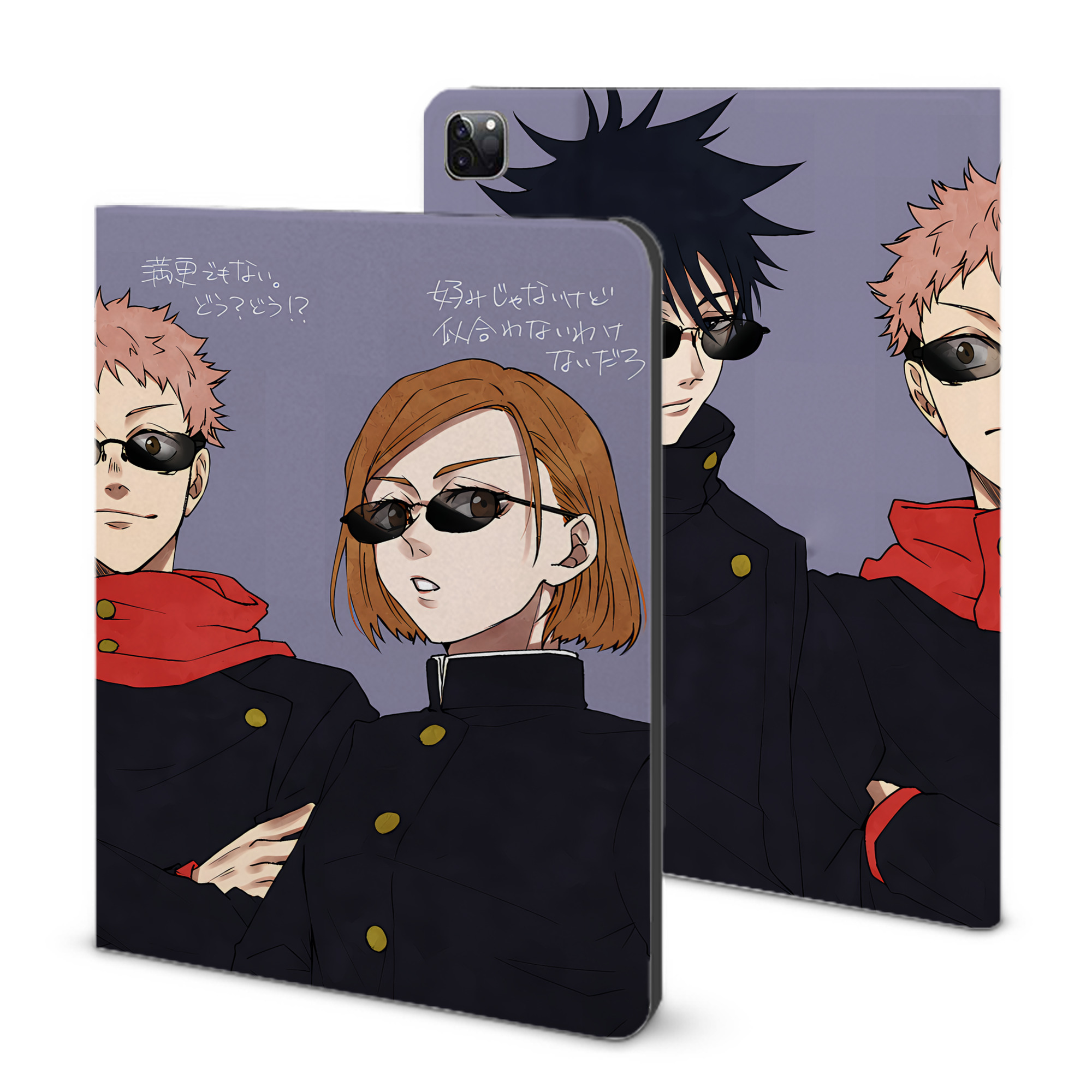 （画像用） 呪術廻戦 Jujutsu Kaisen IPad ケース ブック型 PUレザー TPU 耐衝撃 軽量 薄型 ペン収納なし 全面保護 IPad 各モデル対応